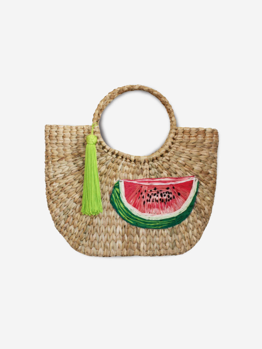 더조엘르 | Caju London(카주런던) - [카주런던] 핸드페인팅 라탄백 - watermelon straw bag