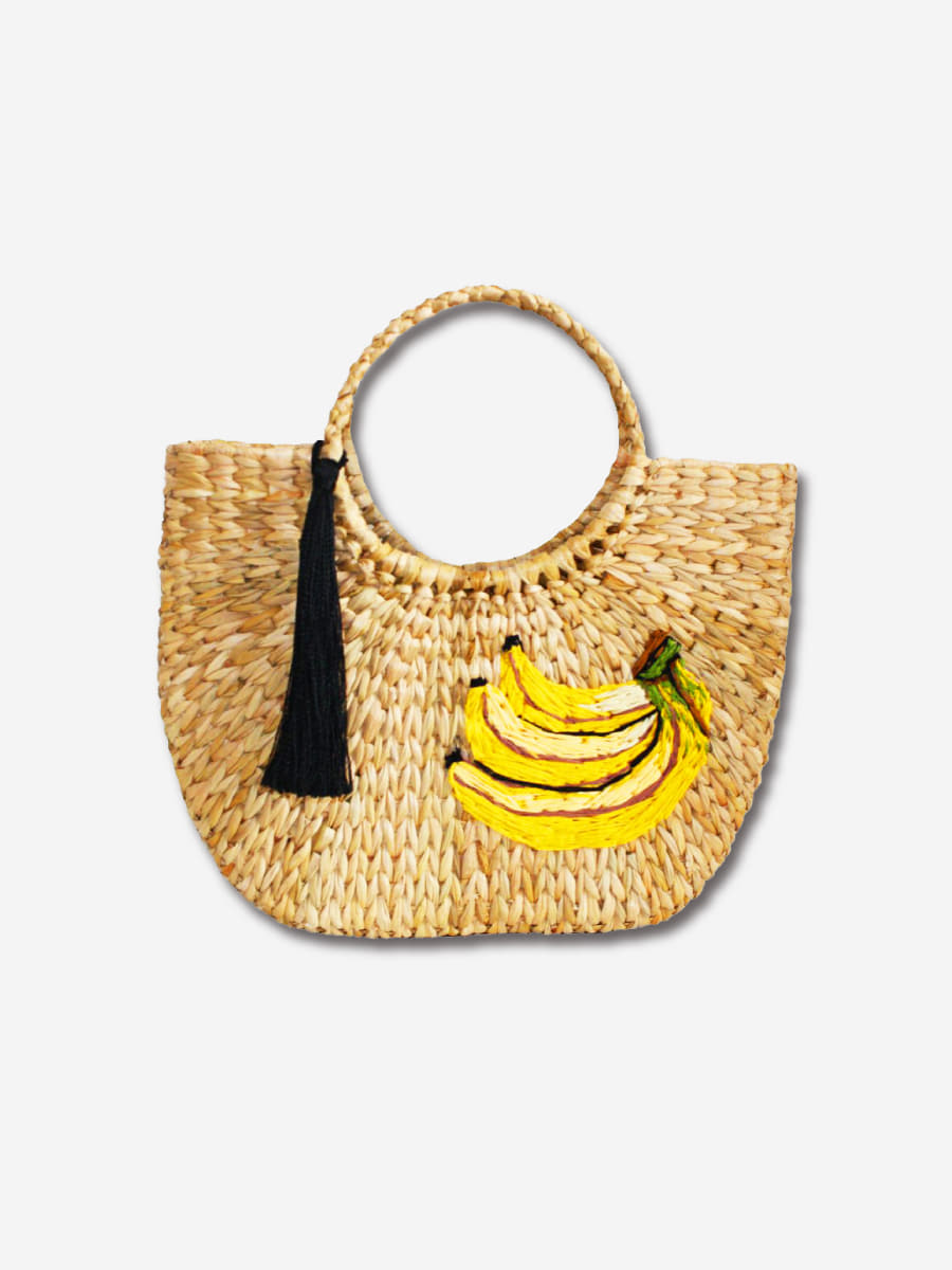 더조엘르 | Caju London(카주런던) - [카주런던] 핸드페인팅 라탄백 - banana straw bag